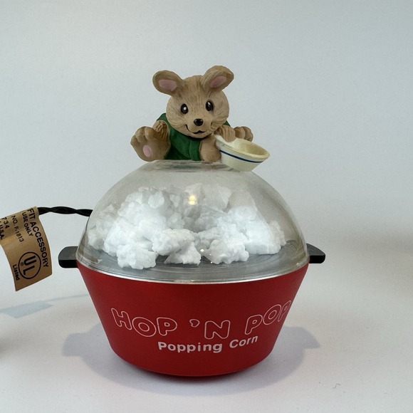 Hallmark 1990 Hop 'n Pop Popper Magic Motion Ornament Mouse Popcorn 07353 w/ Box - Picture 2 of 7